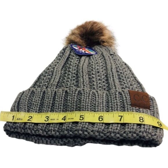 C.C Black Gray Pom Pom Beanies Set - Picture 11 of 11